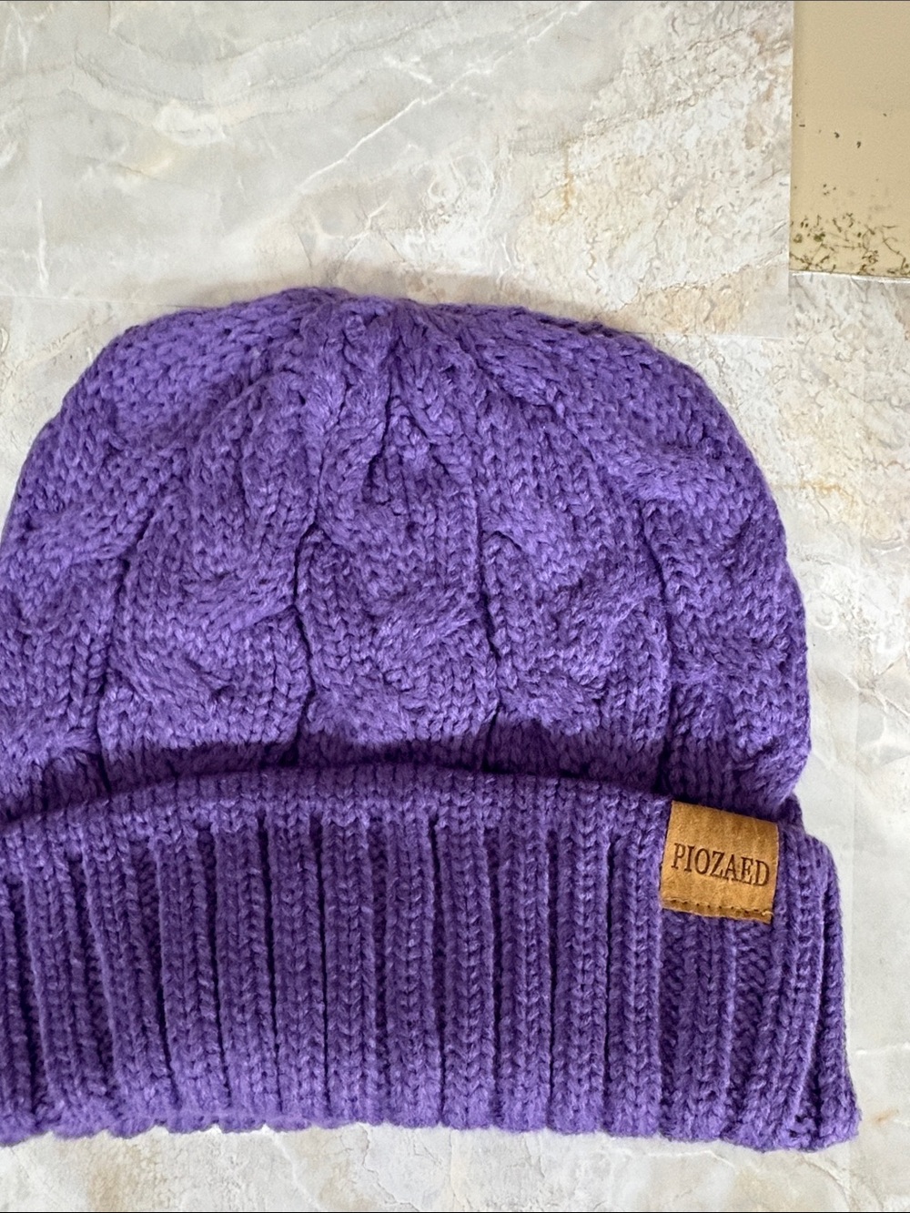 PIOZAED Purple Cable Knit Beanie